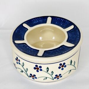 Boleslawiec Polish Pottery Teapot Warmer Fondue Daisy Blue Flower Floral Wiza
